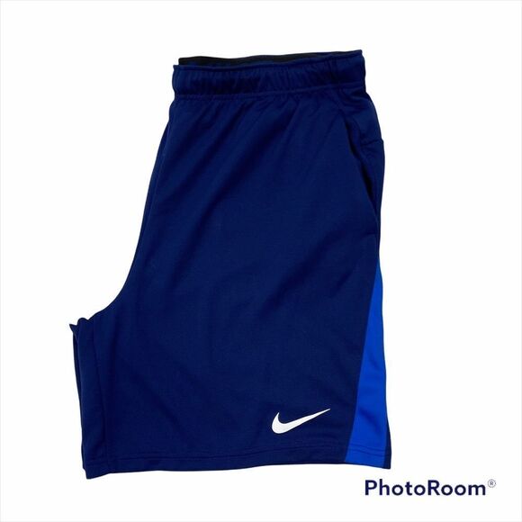 Men’s Nike Dri-Fit Navy Blue Athletic Shorts‎ White Swoosh Logo Size XXL - Picture 1 of 9